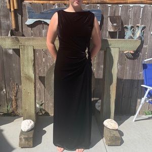 Formal black velvet dress from Nordstrom‘s high slit.